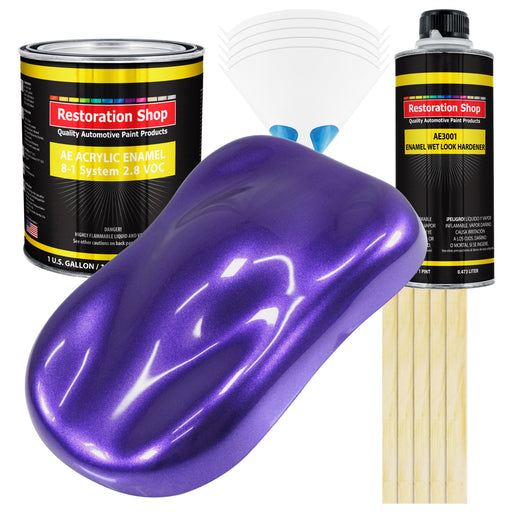 Firemist Purple Acrylic Enamel Auto Paint - Complete Gallon Paint Kit - Professional Single Stage Automotive Car Truck Coating, 8:1 Mix Ratio 2.8 VOC