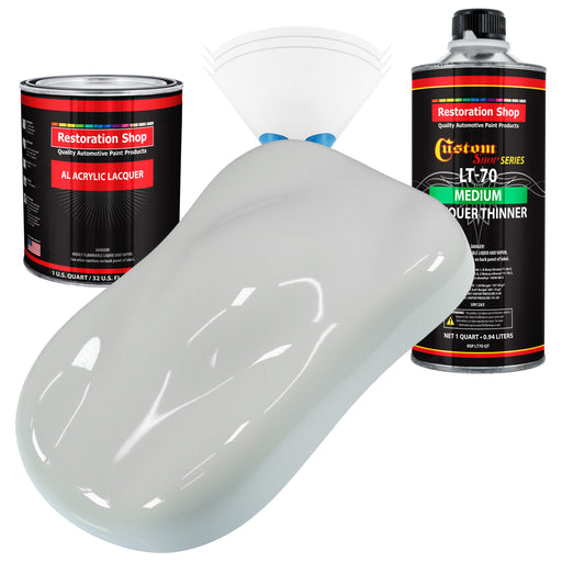 Classic White - Acrylic Lacquer Auto Paint - Complete Quart Paint Kit with Medium Thinner - Professional Automotive Car Truck Guitar Refinish Coating