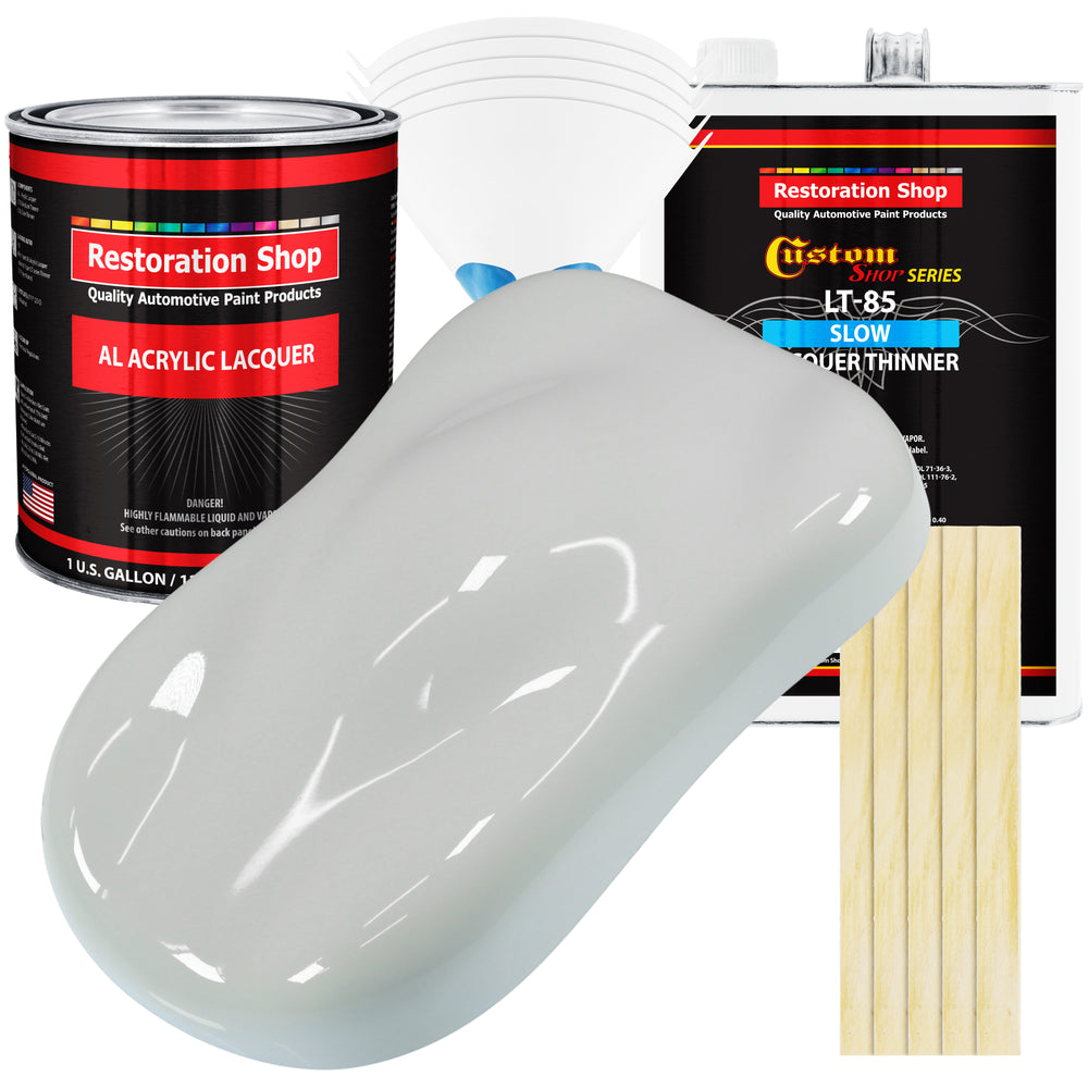 Classic White - Acrylic Lacquer Auto Paint - Complete Gallon Paint Kit with Slow Dry Thinner - Professional Automotive Car Truck Refinish Coating