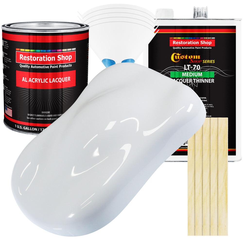 Winter White - Acrylic Lacquer Auto Paint - Complete Gallon Paint Kit with Medium Thinner - Professional Automotive Car Truck Guitar Refinish Coating