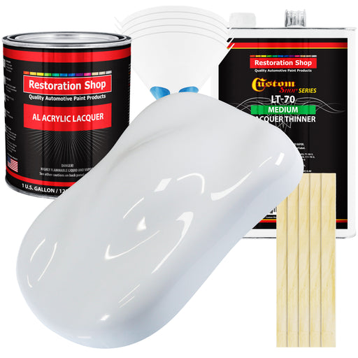 Winter White - Acrylic Lacquer Auto Paint - Complete Gallon Paint Kit with Medium Thinner - Professional Automotive Car Truck Guitar Refinish Coating