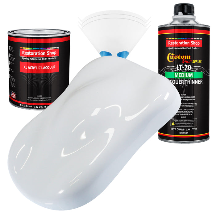 Winter White - Acrylic Lacquer Auto Paint - Complete Quart Paint Kit with Medium Thinner - Professional Automotive Car Truck Guitar Refinish Coating