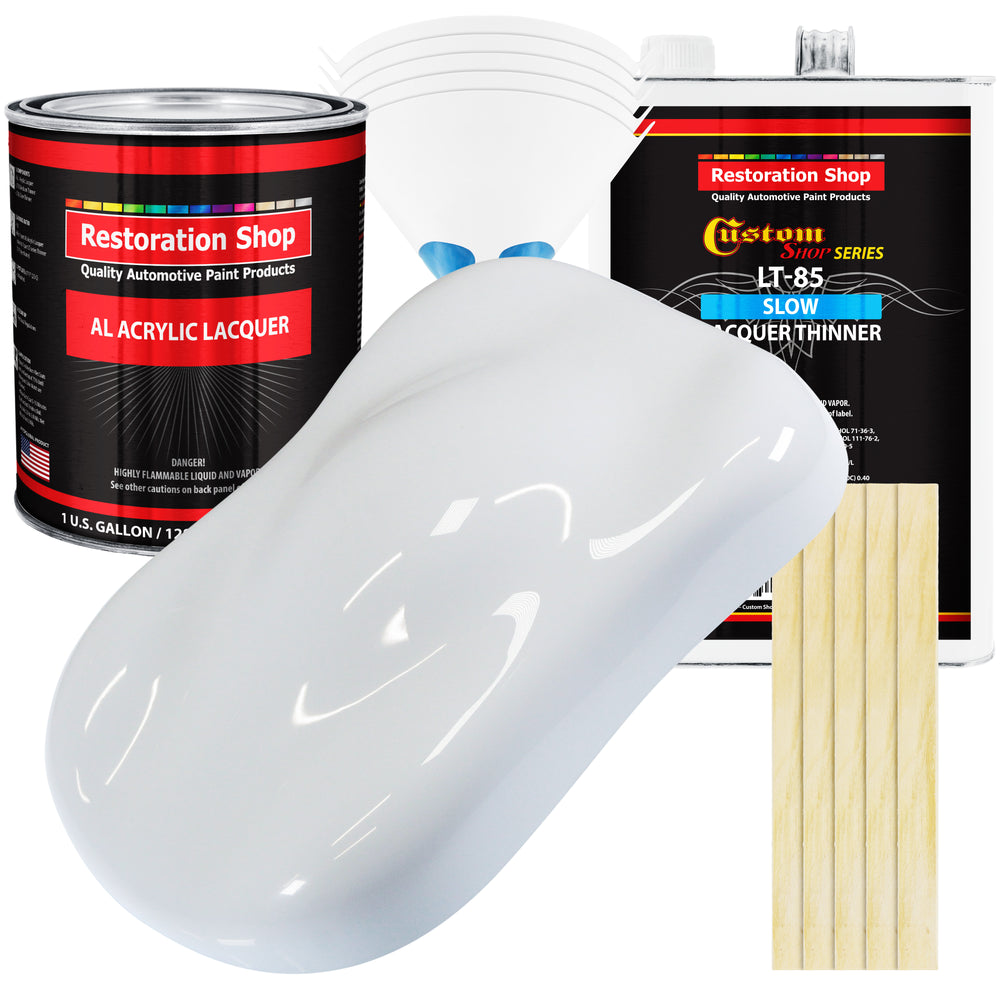 Winter White - Acrylic Lacquer Auto Paint - Complete Gallon Paint Kit with Slow Dry Thinner - Professional Automotive Car Truck Refinish Coating