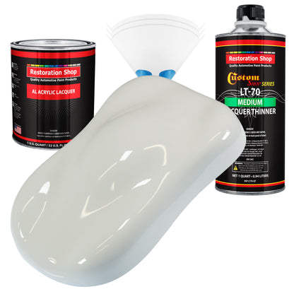 Linen White - Acrylic Lacquer Auto Paint - Complete Quart Paint Kit with Medium Thinner - Professional Automotive Car Truck Guitar Refinish Coating