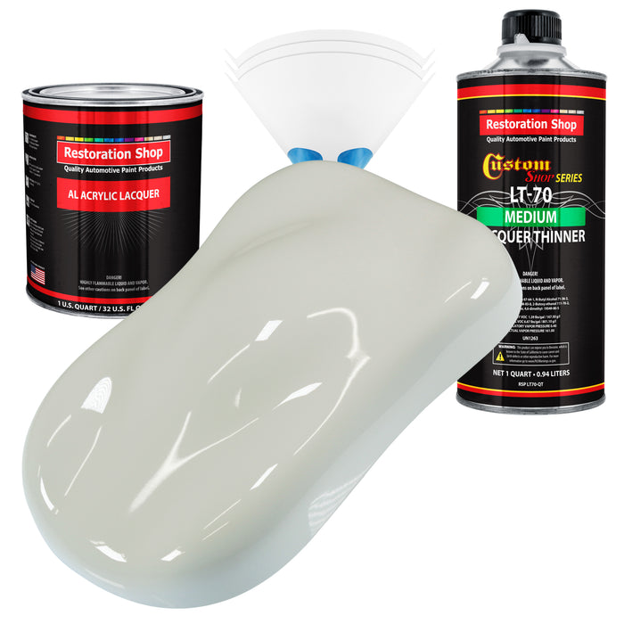 Arctic White - Acrylic Lacquer Auto Paint - Complete Quart Paint Kit with Medium Thinner - Professional Automotive Car Truck Guitar Refinish Coating