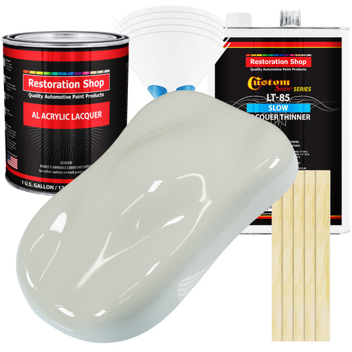 Arctic White - Acrylic Lacquer Auto Paint - Complete Gallon Paint Kit with Slow Dry Thinner - Professional Automotive Car Truck Refinish Coating