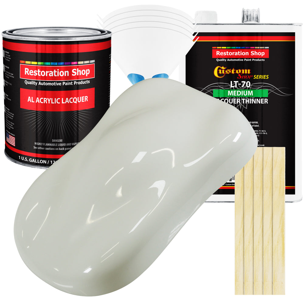 Ermine White - Acrylic Lacquer Auto Paint - Complete Gallon Paint Kit with Medium Thinner - Professional Automotive Car Truck Guitar Refinish Coating