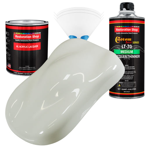 Ermine White - Acrylic Lacquer Auto Paint - Complete Quart Paint Kit with Medium Thinner - Professional Automotive Car Truck Guitar Refinish Coating