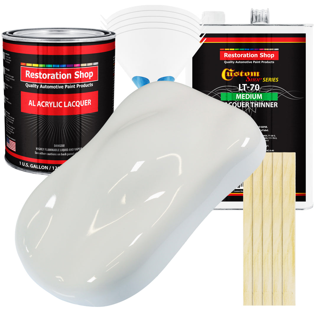Pure White - Acrylic Lacquer Auto Paint - Complete Gallon Paint Kit with Medium Thinner - Professional Automotive Car Truck Guitar Refinish Coating