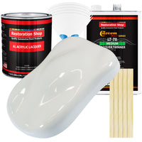 Pure White - Acrylic Lacquer Auto Paint - Complete Gallon Paint Kit with Medium Thinner - Professional Automotive Car Truck Guitar Refinish Coating