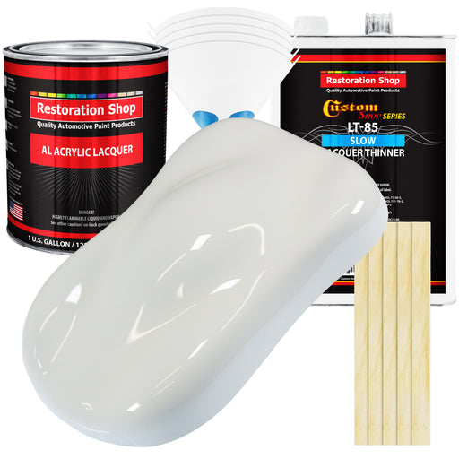 Pure White - Acrylic Lacquer Auto Paint - Complete Gallon Paint Kit with Slow Dry Thinner - Professional Automotive Car Truck Guitar Refinish Coating