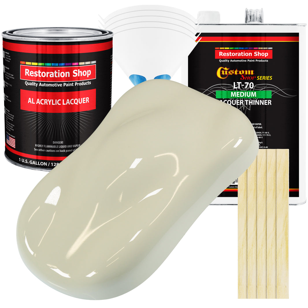 Grand Prix White - Acrylic Lacquer Auto Paint - Complete Gallon Paint Kit with Medium Thinner - Professional Automotive Car Truck Refinish Coating