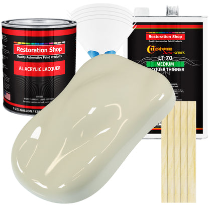 Grand Prix White - Acrylic Lacquer Auto Paint - Complete Gallon Paint Kit with Medium Thinner - Professional Automotive Car Truck Refinish Coating