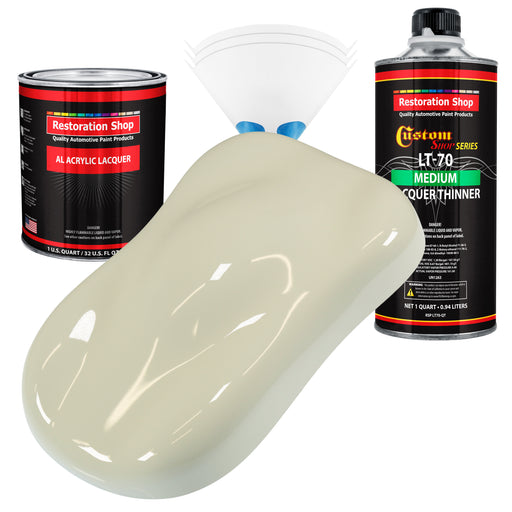 Grand Prix White - Acrylic Lacquer Auto Paint - Complete Quart Paint Kit with Medium Thinner - Professional Automotive Car Truck Refinish Coating