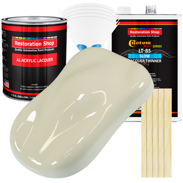 Grand Prix White - Acrylic Lacquer Auto Paint - Complete Gallon Paint Kit with Slow Dry Thinner - Professional Automotive Car Truck Refinish Coating