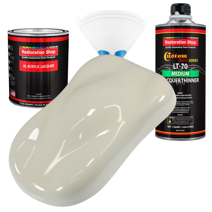 Spinnaker White - Acrylic Lacquer Auto Paint - Complete Quart Paint Kit with Medium Thinner - Professional Automotive Car Truck Refinish Coating