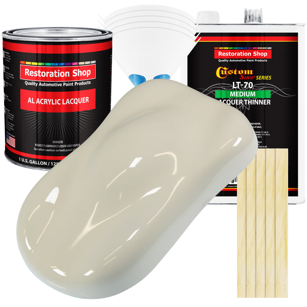 Performance Bright White - Acrylic Lacquer Auto Paint - Complete Gallon Paint Kit with Medium Thinner - Pro Automotive Car Truck Refinish Coating