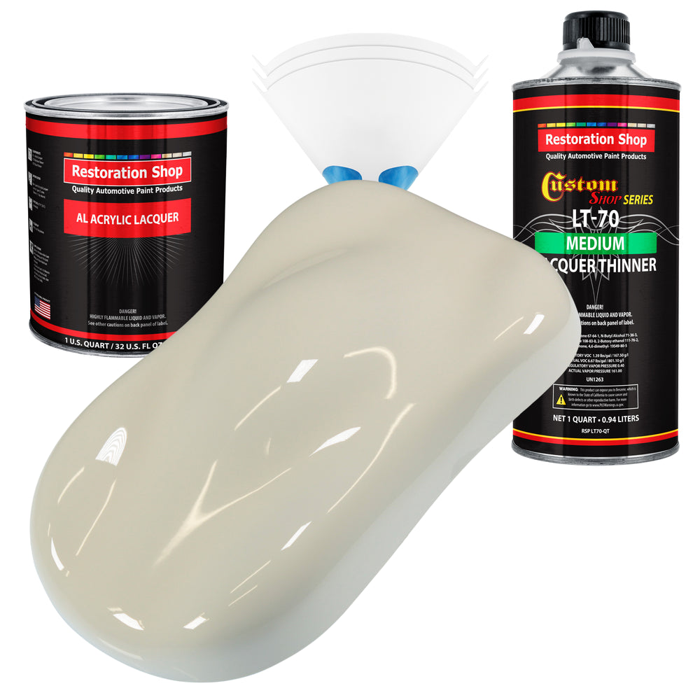 Performance Bright White - Acrylic Lacquer Auto Paint - Complete Quart Paint Kit with Medium Thinner - Pro Automotive Car Truck Refinish Coating