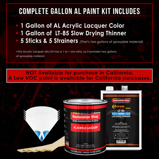 Cameo White - Acrylic Lacquer Auto Paint - Complete Gallon Paint Kit with Slow Dry Thinner - Professional Automotive Car Truck Guitar Refinish Coating