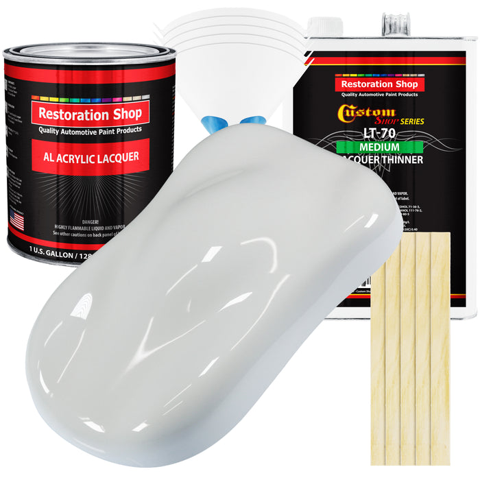 Championship White - Acrylic Lacquer Auto Paint - Complete Gallon Paint Kit with Medium Thinner - Professional Automotive Car Truck Refinish Coating