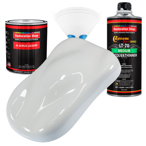Championship White - Acrylic Lacquer Auto Paint - Complete Quart Paint Kit with Medium Thinner - Professional Automotive Car Truck Refinish Coating