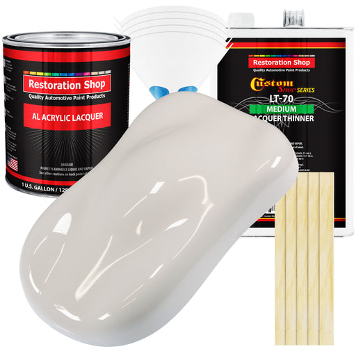 Oxford White - Acrylic Lacquer Auto Paint - Complete Gallon Paint Kit with Medium Thinner - Professional Automotive Car Truck Guitar Refinish Coating