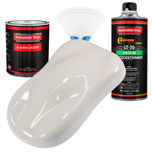 Oxford White - Acrylic Lacquer Auto Paint - Complete Quart Paint Kit with Medium Thinner - Professional Automotive Car Truck Guitar Refinish Coating
