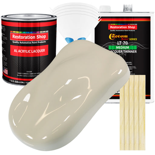 Olympic White - Acrylic Lacquer Auto Paint - Complete Gallon Paint Kit with Medium Thinner - Professional Automotive Car Truck Guitar Refinish Coating