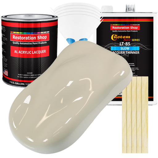 Olympic White - Acrylic Lacquer Auto Paint - Complete Gallon Paint Kit with Slow Dry Thinner - Professional Automotive Car Truck Refinish Coating