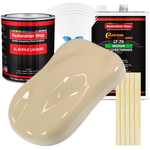 Ivory - Acrylic Lacquer Auto Paint - Complete Gallon Paint Kit with Medium Thinner - Professional Gloss Automotive Car Truck Guitar Refinish Coating