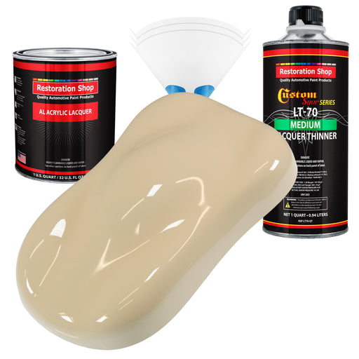 Ivory - Acrylic Lacquer Auto Paint - Complete Quart Paint Kit with Medium Thinner - Professional Gloss Automotive Car Truck Guitar Refinish Coating
