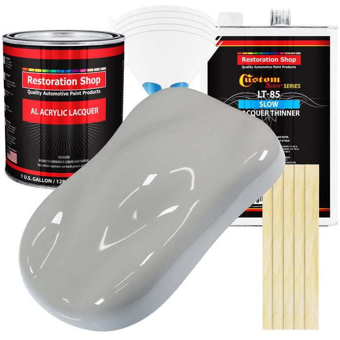 Mesa Gray - Acrylic Lacquer Auto Paint - Complete Gallon Paint Kit with Slow Dry Thinner - Professional Automotive Car Truck Guitar Refinish Coating