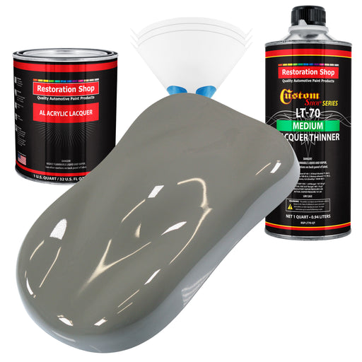 Dove Gray - Acrylic Lacquer Auto Paint - Complete Quart Paint Kit with Medium Thinner - Professional Automotive Car Truck Guitar Refinish Coating