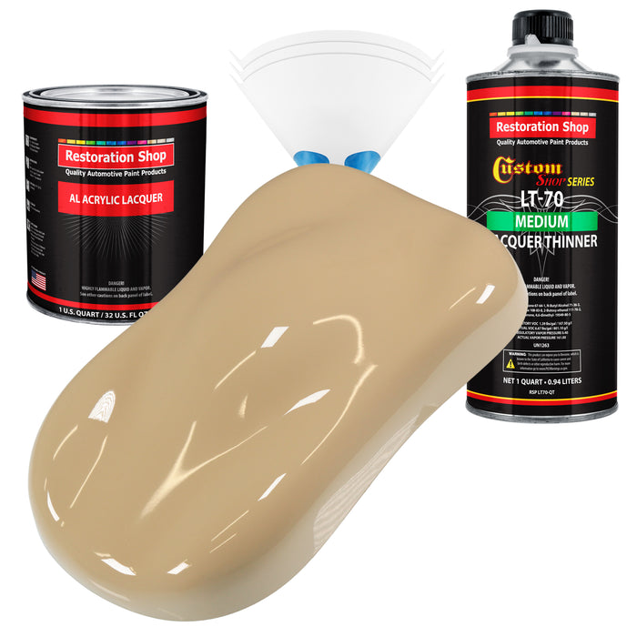 Shoreline Beige - Acrylic Lacquer Auto Paint - Complete Quart Paint Kit with Medium Thinner - Professional Automotive Car Truck Refinish Coating