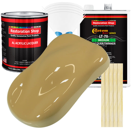 Buckskin Tan - Acrylic Lacquer Auto Paint - Complete Gallon Paint Kit with Medium Thinner - Professional Automotive Car Truck Guitar Refinish Coating