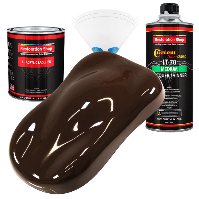 Dakota Brown - Acrylic Lacquer Auto Paint - Complete Quart Paint Kit with Medium Thinner - Professional Automotive Car Truck Guitar Refinish Coating