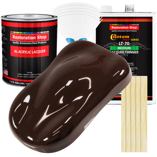 Dark Brown - Acrylic Lacquer Auto Paint - Complete Gallon Paint Kit with Medium Thinner - Professional Automotive Car Truck Guitar Refinish Coating