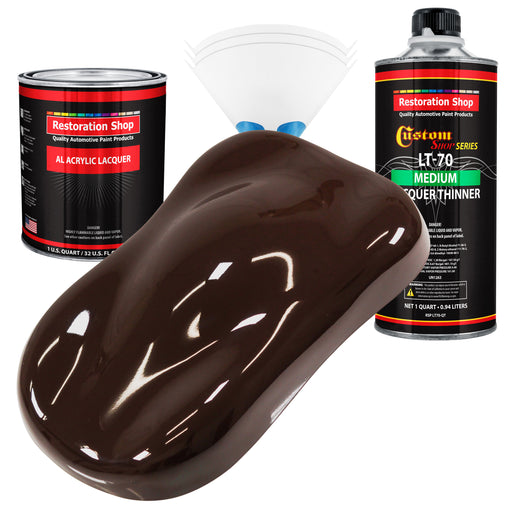 Dark Brown - Acrylic Lacquer Auto Paint - Complete Quart Paint Kit with Medium Thinner - Professional Automotive Car Truck Guitar Refinish Coating