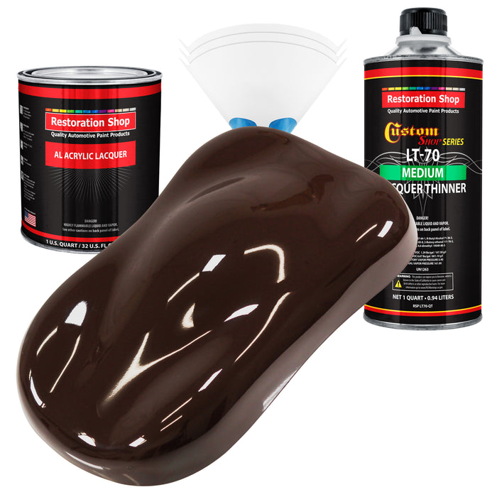 Dark Brown - Acrylic Lacquer Auto Paint - Complete Quart Paint Kit with Medium Thinner - Professional Automotive Car Truck Guitar Refinish Coating