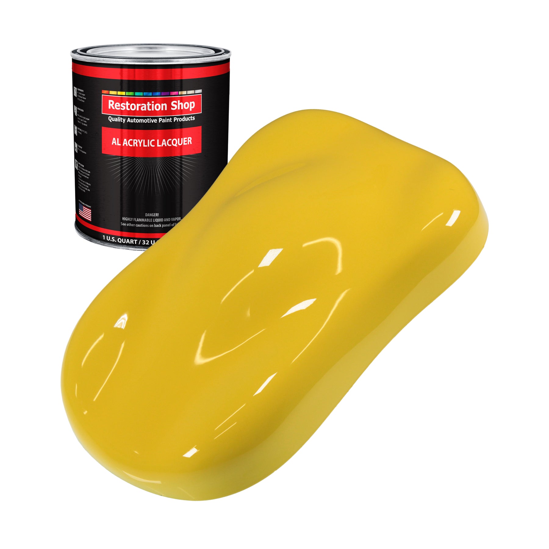 Restoration Shop - Daytona Yellow Acrylic Lacquer Auto Paint - Complete Quart Paint Kit with Medium Thinner