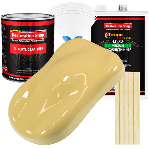 Springtime Yellow - Acrylic Lacquer Auto Paint - Complete Gallon Paint Kit with Medium Thinner - Professional Automotive Car Truck Refinish Coating
