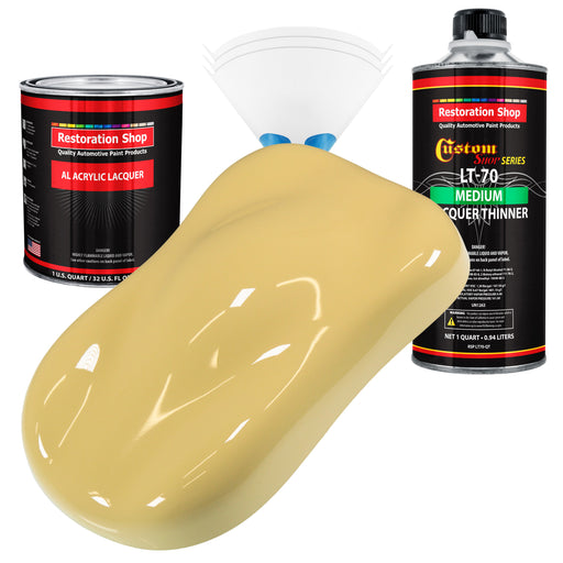 Springtime Yellow - Acrylic Lacquer Auto Paint - Complete Quart Paint Kit with Medium Thinner - Professional Automotive Car Truck Refinish Coating