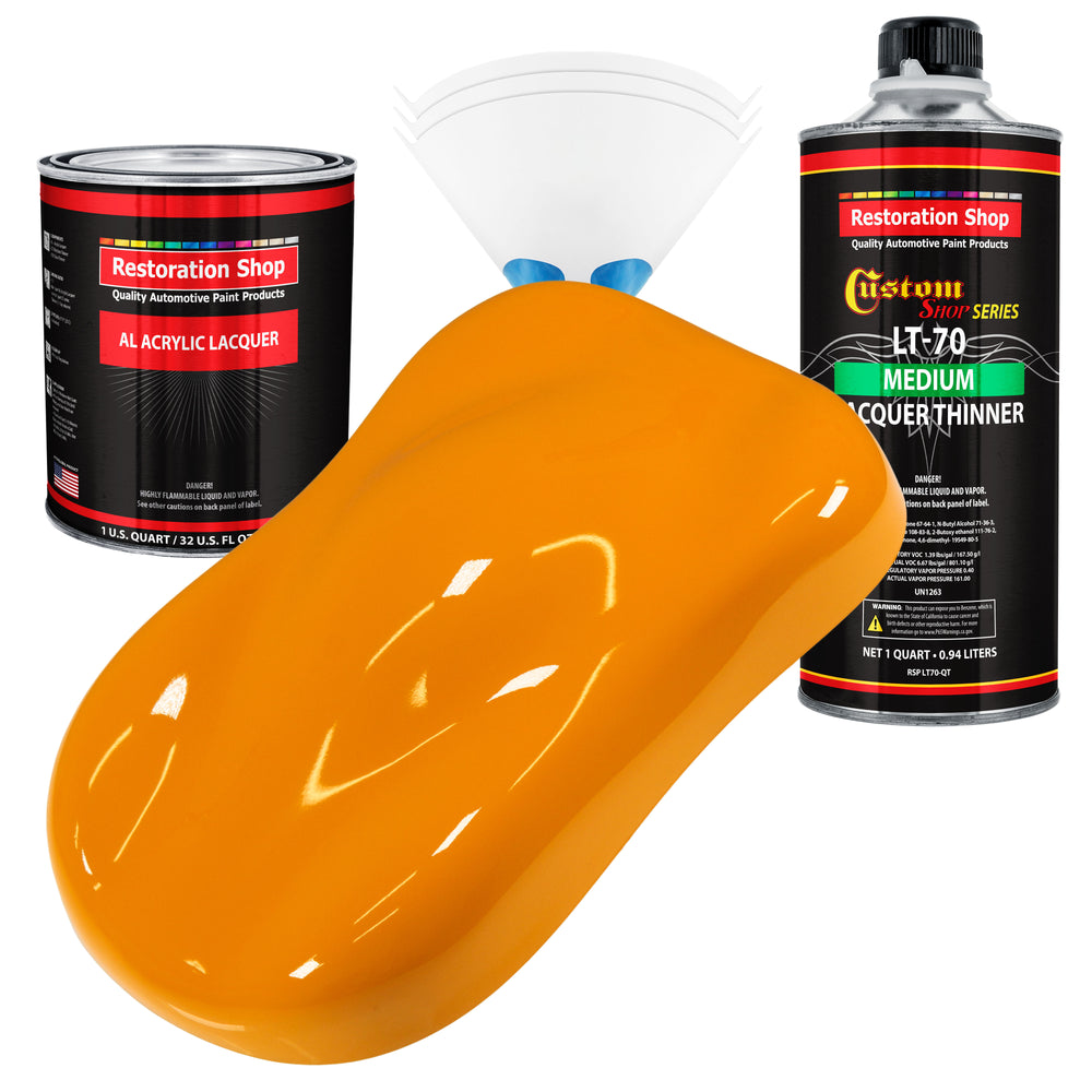 Speed Yellow - Acrylic Lacquer Auto Paint - Complete Quart Paint Kit with Medium Thinner - Professional Automotive Car Truck Guitar Refinish Coating