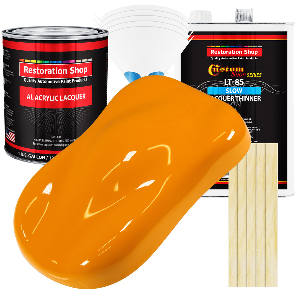 Speed Yellow - Acrylic Lacquer Auto Paint - Complete Gallon Paint Kit with Slow Dry Thinner - Professional Automotive Car Truck Refinish Coating