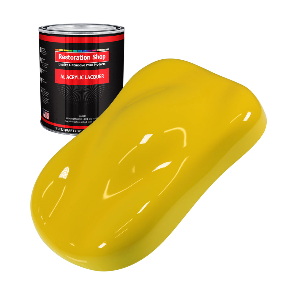 Electric Yellow - Acrylic Lacquer Auto Paint - Quart Paint Color Only - Professional Gloss Automotive, Car, Truck, Guitar & Furniture Refinish Coating