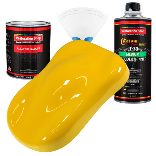 Viper Yellow - Acrylic Lacquer Auto Paint - Complete Quart Paint Kit with Medium Thinner - Professional Automotive Car Truck Guitar Refinish Coating