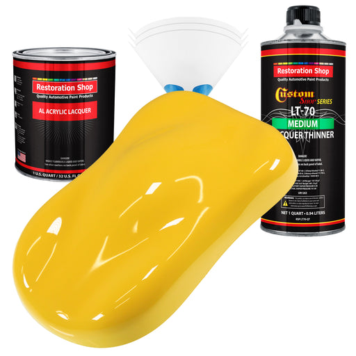 Sunshine Yellow - Acrylic Lacquer Auto Paint - Complete Quart Paint Kit with Medium Thinner - Professional Automotive Car Truck Refinish Coating