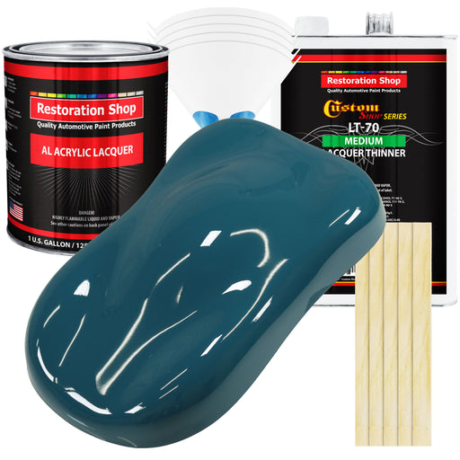 Transport Blue - Acrylic Lacquer Auto Paint - Complete Gallon Paint Kit with Medium Thinner - Professional Automotive Car Truck Refinish Coating