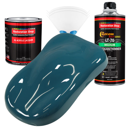 Transport Blue - Acrylic Lacquer Auto Paint - Complete Quart Paint Kit with Medium Thinner - Professional Automotive Car Truck Guitar Refinish Coating