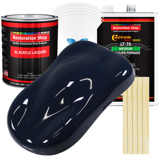 Midnight Blue - Acrylic Lacquer Auto Paint - Complete Gallon Paint Kit with Medium Thinner - Professional Automotive Car Truck Guitar Refinish Coating